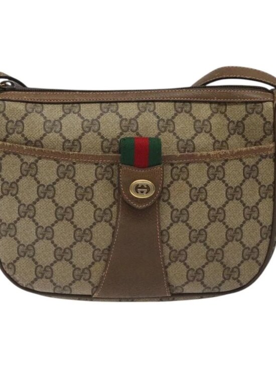 GUCCI GG Supreme Web Sherry Line Bag PVC Beige Gold 89 02 032 Auth hk2475 - Picture 2 of 16